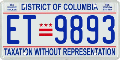 DC license plate ET9893