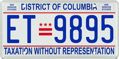 DC license plate ET9895