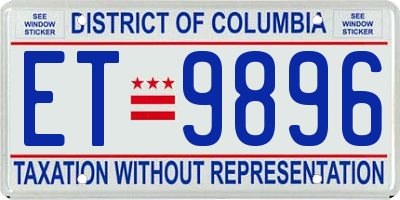 DC license plate ET9896