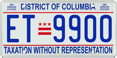 DC license plate ET9900