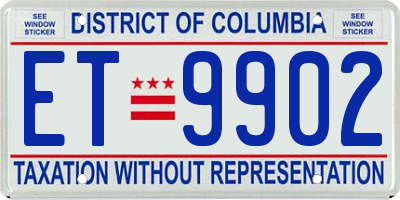 DC license plate ET9902
