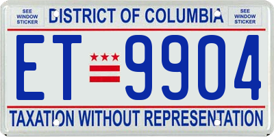 DC license plate ET9904