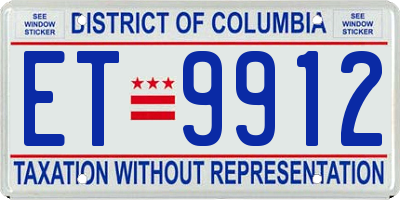 DC license plate ET9912