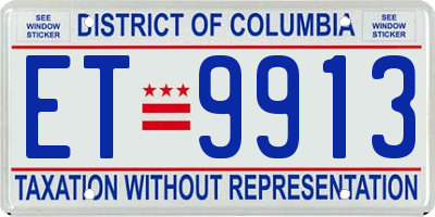 DC license plate ET9913
