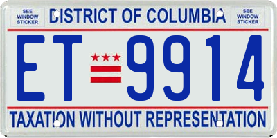 DC license plate ET9914