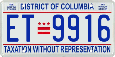 DC license plate ET9916
