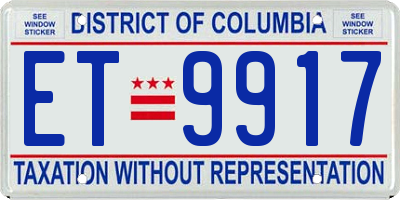 DC license plate ET9917