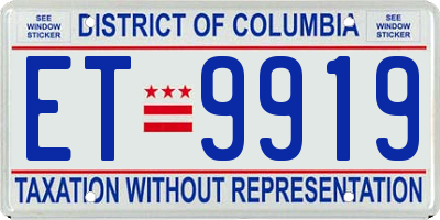DC license plate ET9919