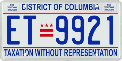 DC license plate ET9921