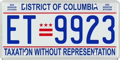 DC license plate ET9923