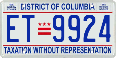 DC license plate ET9924