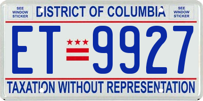DC license plate ET9927