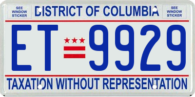 DC license plate ET9929