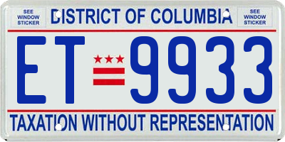 DC license plate ET9933