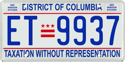 DC license plate ET9937