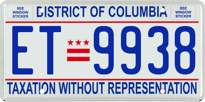 DC license plate ET9938