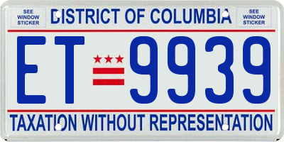 DC license plate ET9939