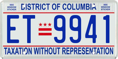 DC license plate ET9941