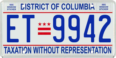 DC license plate ET9942