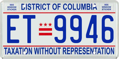 DC license plate ET9946