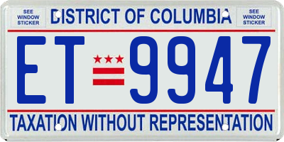DC license plate ET9947
