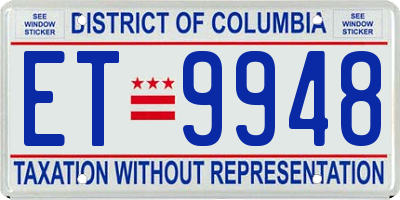 DC license plate ET9948