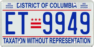 DC license plate ET9949