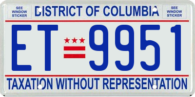 DC license plate ET9951