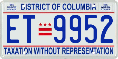 DC license plate ET9952