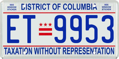 DC license plate ET9953