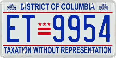 DC license plate ET9954