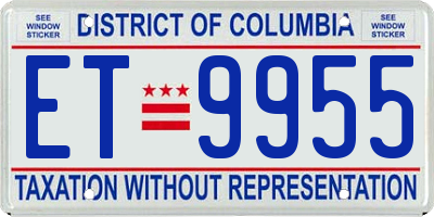DC license plate ET9955