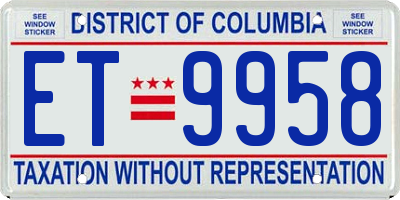 DC license plate ET9958