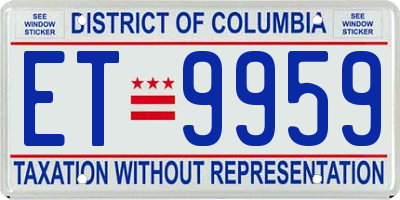 DC license plate ET9959
