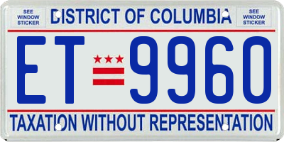 DC license plate ET9960