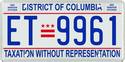 DC license plate ET9961