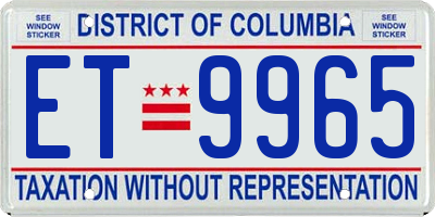 DC license plate ET9965