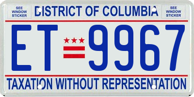 DC license plate ET9967