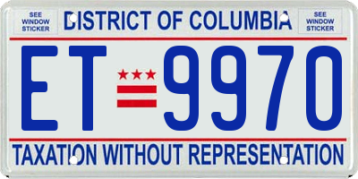 DC license plate ET9970
