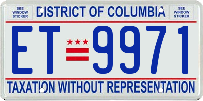 DC license plate ET9971