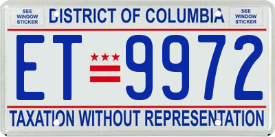 DC license plate ET9972