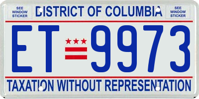 DC license plate ET9973