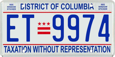 DC license plate ET9974