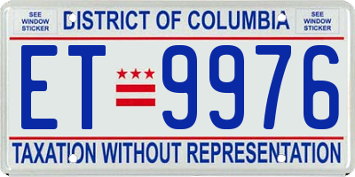 DC license plate ET9976