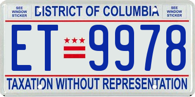 DC license plate ET9978