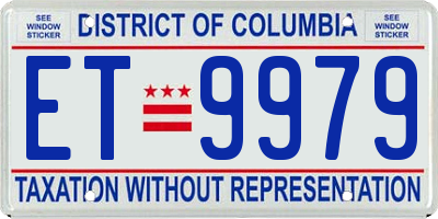 DC license plate ET9979
