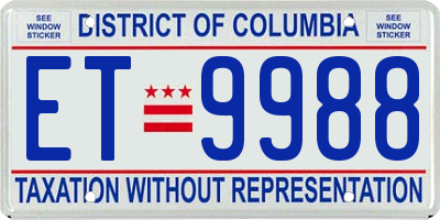 DC license plate ET9988
