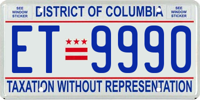 DC license plate ET9990