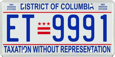 DC license plate ET9991