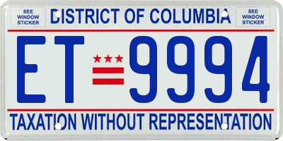 DC license plate ET9994